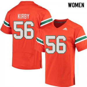 Women Miami Hurricanes #56 Raphael Kirby Orange Embroidery Jersey 527462-890