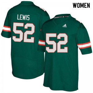 Women's University of Miami #52 Ray Lewis Green Stitch Jerseys 462640-410