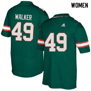 Women's Miami Hurricanes #49 Shawn Walker Green Stitched Jerseys 858834-923