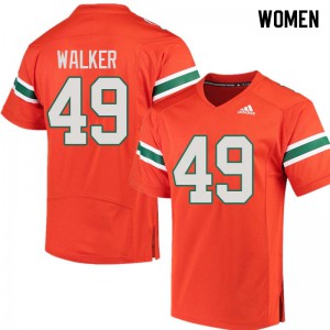 Women's Miami #49 Shawn Walker Orange College Jerseys 217028-245