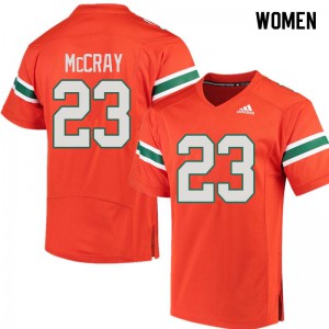 Women's University of Miami #23 Terry McCray Orange College Jersey 688848-232