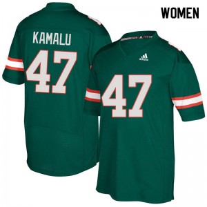 Womens University of Miami #47 Ufomba Kamalu Green Embroidery Jersey 332094-510