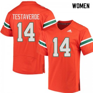 Women Hurricanes #14 Vinny Testaverde Orange Embroidery Jerseys 119528-790