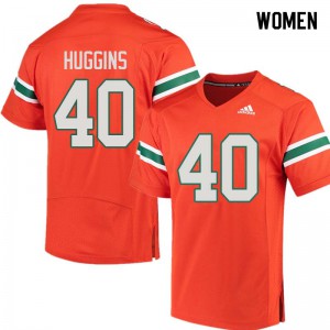 Women University of Miami #40 Will Huggins Orange Stitched Jerseys 613271-726