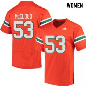 Women University of Miami #53 Zach McCloud Orange NCAA Jersey 100904-754