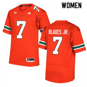Women University of Miami #7 Al Blades Jr. Orange Football Jerseys 203519-147
