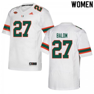 Women's Miami Hurricanes #27 Brian Balom White Alumni Jersey 623832-314