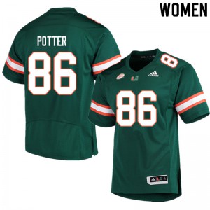 Women's Miami #86 Fred Potter Green Stitched Jersey 940551-407