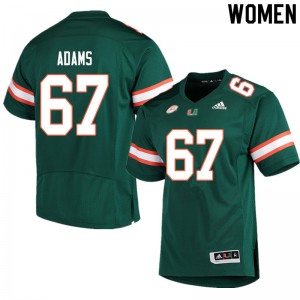 Womens Miami #67 Gavin Adams Green NCAA Jersey 472234-509