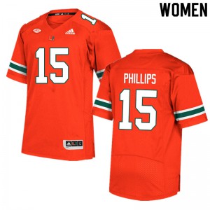 Women's Hurricanes #15 Jaelan Phillips Orange NCAA Jerseys 290627-496