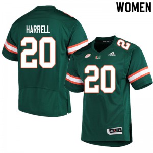 Womens University of Miami #20 Jalen Harrell Green NCAA Jersey 990634-958