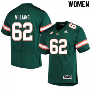 Women's University of Miami #62 Jarrid Williams Green Stitched Jersey 281569-773