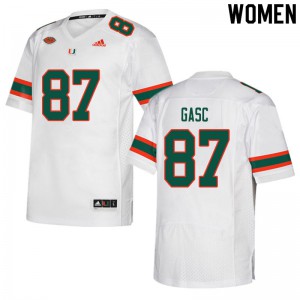 Womens University of Miami #87 Matias Gasc White Football Jersey 738145-911