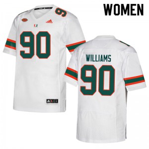Womens Hurricanes #90 Quentin Williams White University Jerseys 310261-686