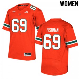 Womens University of Miami #69 Sam Fishman Orange College Jersey 631004-248