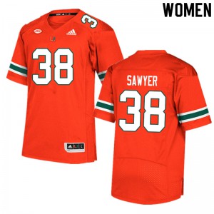 Womens Miami #38 Shane Sawyer Orange University Jersey 275991-460