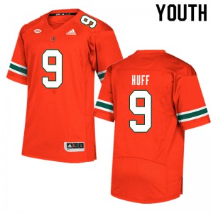 Youth University of Miami #9 Avery Huff Orange College Jerseys 292438-151