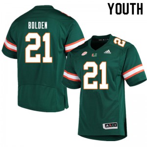 Youth Miami Hurricanes #21 Bubba Bolden Green Official Jersey 107823-761