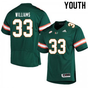 Youth University of Miami #33 Chantz Williams Green Player Jersey 753766-375