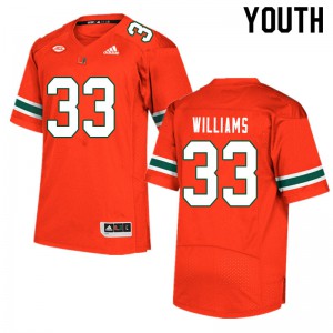 Youth University of Miami #33 Chantz Williams Orange Stitched Jerseys 683517-392
