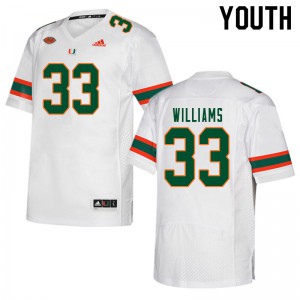 Youth Miami #33 Chantz Williams White High School Jerseys 161327-265