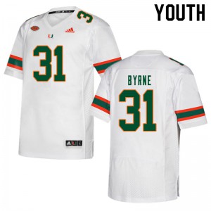 Youth Miami Hurricanes #31 Connor Byrne White NCAA Jersey 742499-348