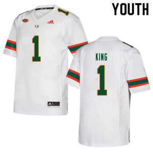 Youth Miami #1 D'Eriq King White Stitched Jerseys 509727-703