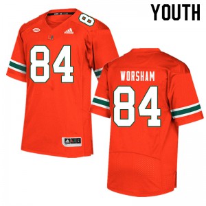 Youth University of Miami #84 Dazalin Worsham Orange Football Jersey 402675-671