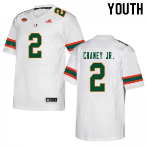 Youth Miami Hurricanes #2 Donald Chaney Jr. White Stitched Jerseys 532519-830