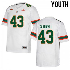Youth Hurricanes #43 Isaiah Cashwell White Embroidery Jerseys 780061-480