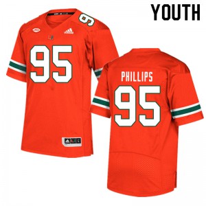 Youth Miami Hurricanes #95 Jaelan Phillips Orange Player Jersey 626279-885