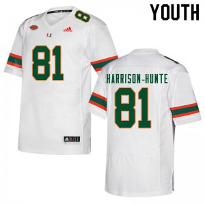 Youth Miami Hurricanes #81 Jared Harrison-Hunte White Stitched Jerseys 446729-292