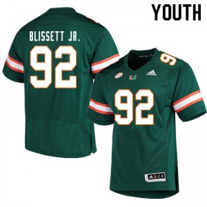 Youth Miami #92 Jason Blissett Jr. Green Stitched Jersey 988179-209