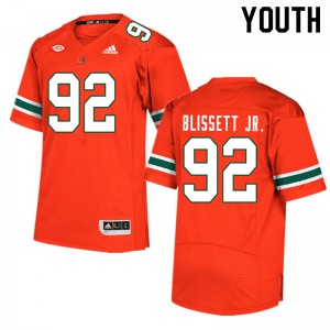 Youth Miami #92 Jason Blissett Jr. Orange Player Jersey 538222-166