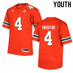 Youth Miami #4 Jaylan Knighton Orange Alumni Jersey 447758-935