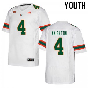 Youth Miami #4 Jaylan Knighton White High School Jerseys 748066-954