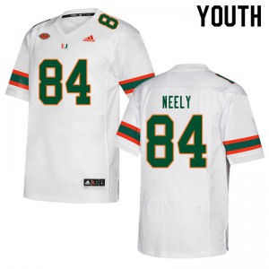 Youth Miami Hurricanes #84 Josh Neely White Football Jersey 788910-389