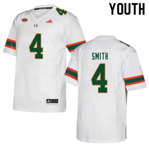 Youth Miami Hurricanes #4 Keontra Smith White High School Jersey 824644-101