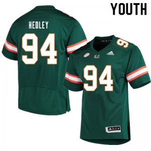 Youth University of Miami #94 Lou Hedley Green Player Jersey 411402-617