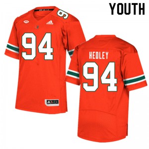 Youth University of Miami #94 Lou Hedley Orange Football Jersey 713917-286