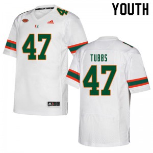 Youth University of Miami #47 Mykel Tubbs White Official Jersey 934205-252
