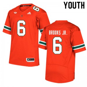 Youth Miami Hurricanes #6 Sam Brooks Jr. Orange College Jersey 722244-585