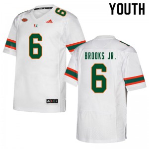 Youth Hurricanes #6 Sam Brooks Jr. White Embroidery Jersey 930855-420
