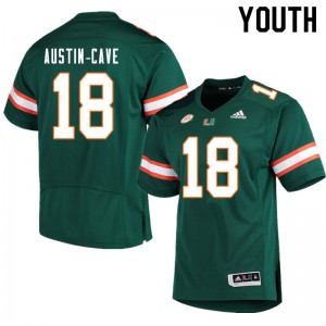 Youth Miami Hurricanes #18 Tirek Austin-Cave Green Embroidery Jerseys 692849-273