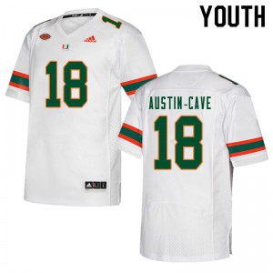 Youth Miami Hurricanes #18 Tirek Austin-Cave White Embroidery Jerseys 330981-252