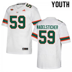 Youth University of Miami #59 Alan Nadelsticher White Stitched Jerseys 300658-130