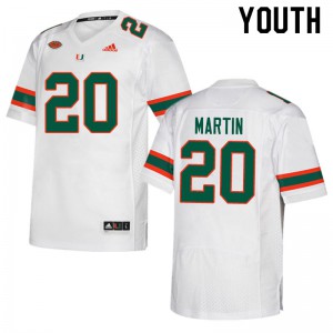 Youth University of Miami #20 Asa Martin White NCAA Jerseys 470849-983