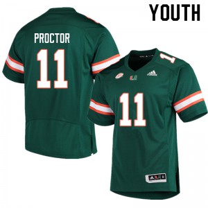 Youth Miami Hurricanes #11 Carson Proctor Green Player Jersey 189401-829