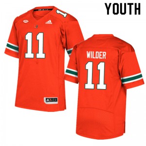Youth Miami Hurricanes #11 De'Andre Wilder Orange High School Jerseys 924715-505