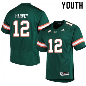 Youth Miami #12 Jahfari Harvey Green Football Jerseys 856634-666
